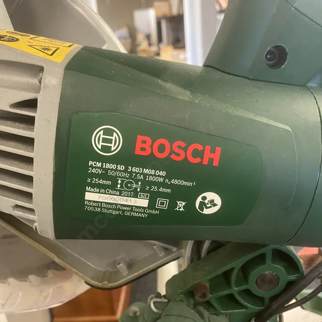 Bosch Sliding Compound Mitre Saw PCM1800 SD - 1800 Watt, 254mm With Bosch Mitre Saw Stand PTA 1 Image 1++