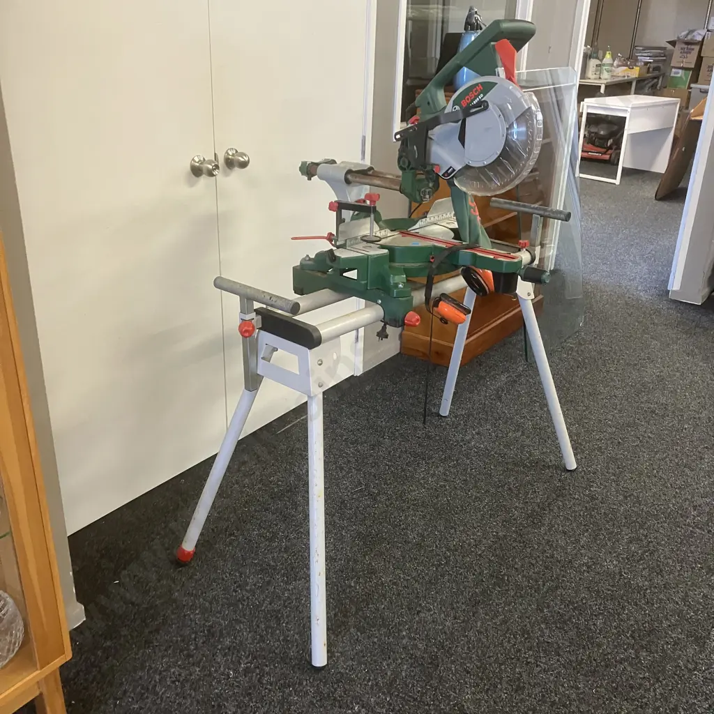 Bosch Sliding Compound Mitre Saw PCM1800 SD - 1800 Watt, 254mm With Bosch Mitre Saw Stand PTA 1 Image 1++