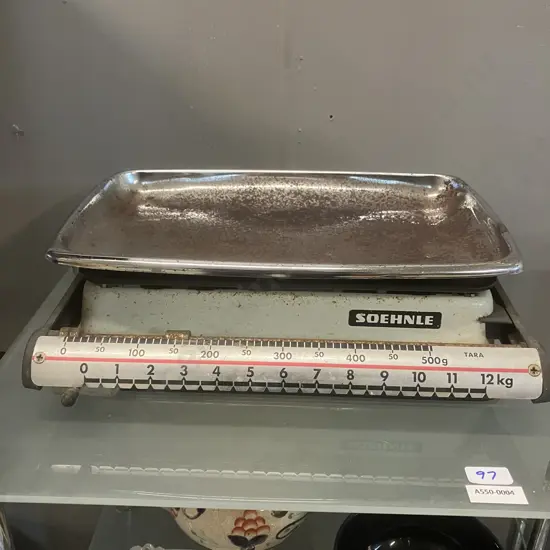 Vintage 1960's Soehnle Sliding 12 Kg White Kitchen Scales - West Germany