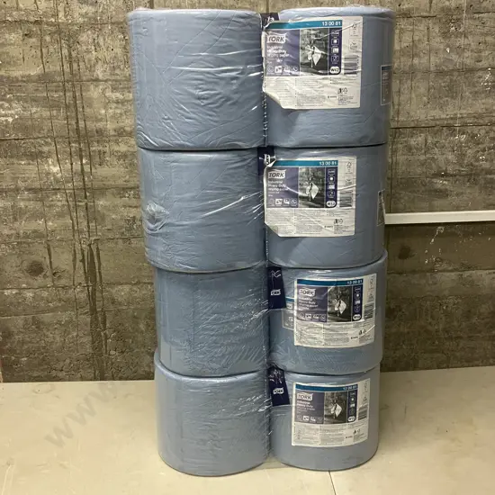 Tork Industrial Heavy-Duty Wiping Paper - Combi Roll, Blue, 8 x Rolls Of 350 Sheets