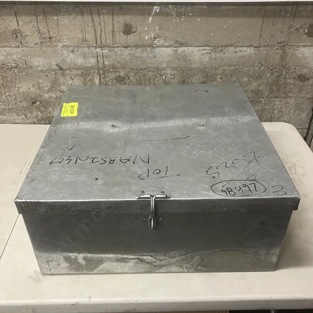Steel Handled Storage Box With Hinged Lid. H23 W54 D54cm Image 1++