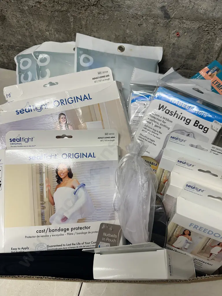 Box Lot Including Living & Co Vacuum Storage Bags, Freedom Cast Bandage Protectors Etc Image 1++