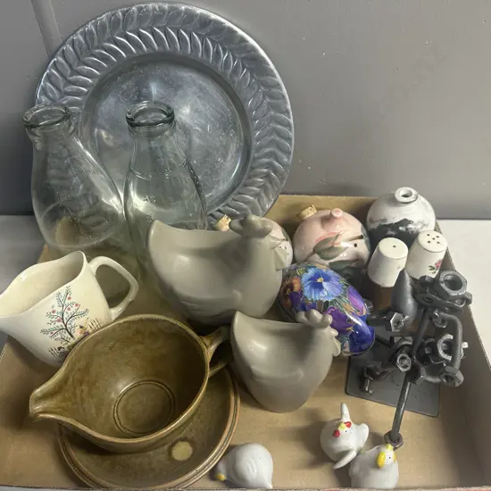 Vintage Items Including Temuka, Nuts & Bolts Rugby Figure, Salt & Pepper Shakers Etc