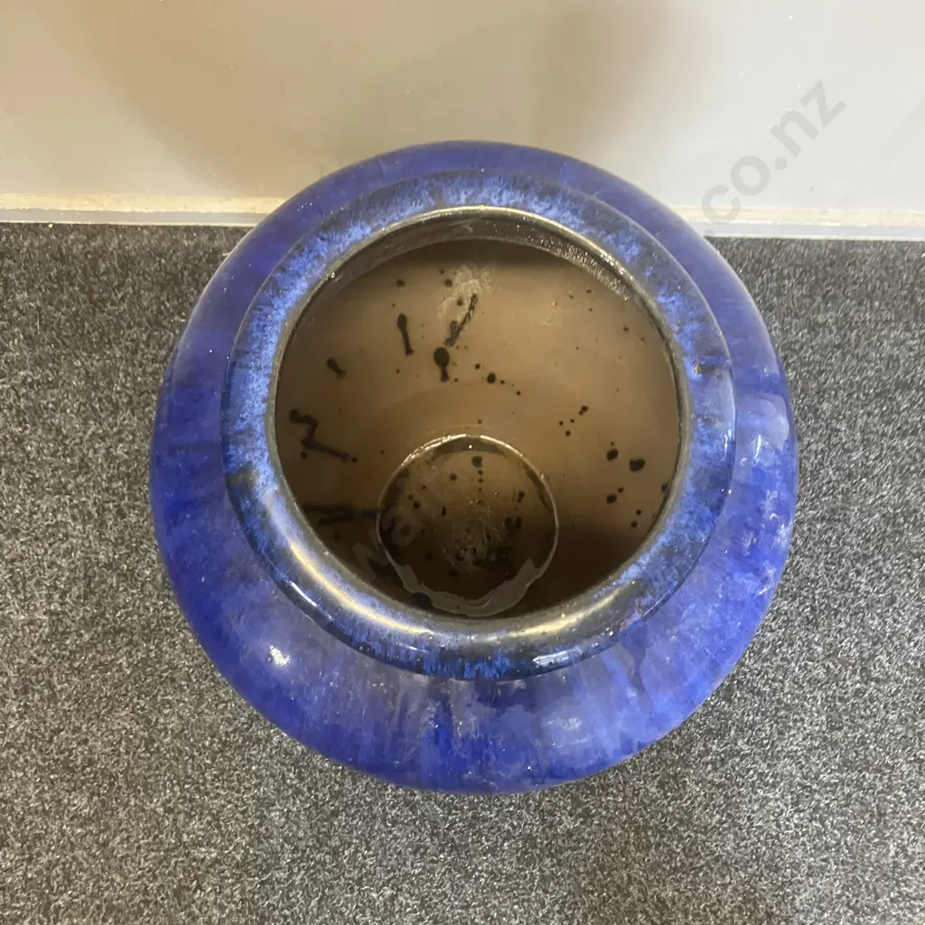 Blue & Black Glazed Terracotta Garden Urn. H62cm Image 1++