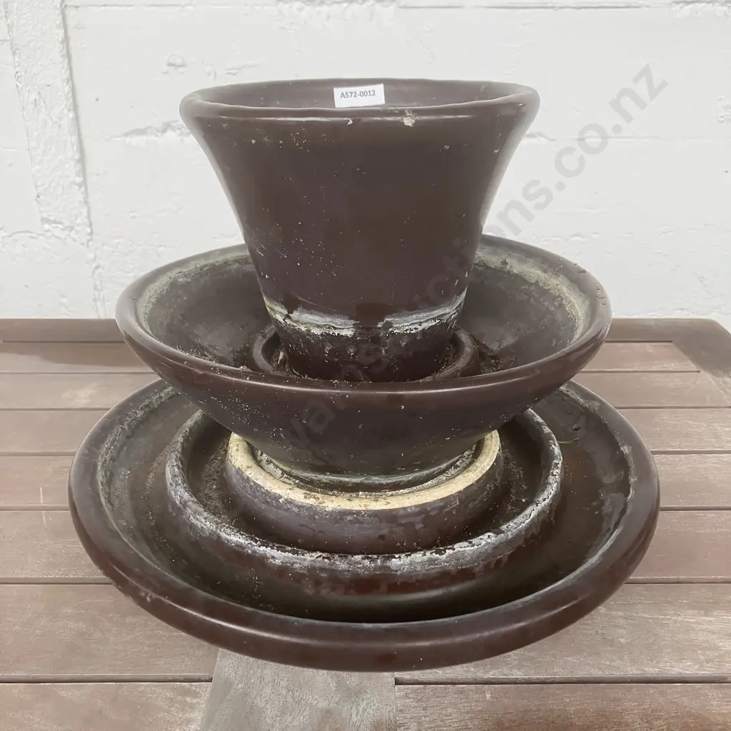 Vintage Large Brown 3-Tier Ceramic High Voltage Insulator. H30cm Image 1++