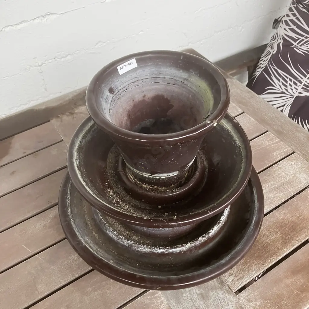 Vintage Large Brown 3-Tier Ceramic High Voltage Insulator. H30cm Image 1++