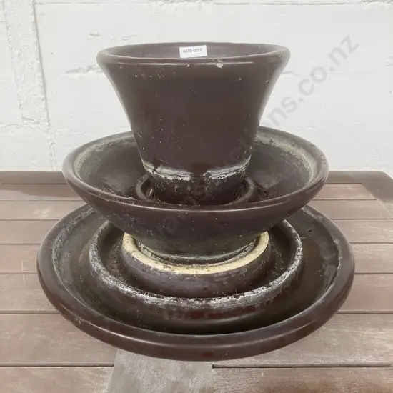 Vintage Large Brown 3-Tier Ceramic High Voltage Insulator. H30cm