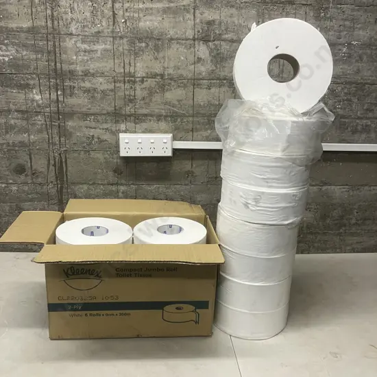 Kleenex Compact Jumbo Roll Toilet Tissue x 6 Rolls With 8 x Rolls Of Unbranded Toilet Tissue