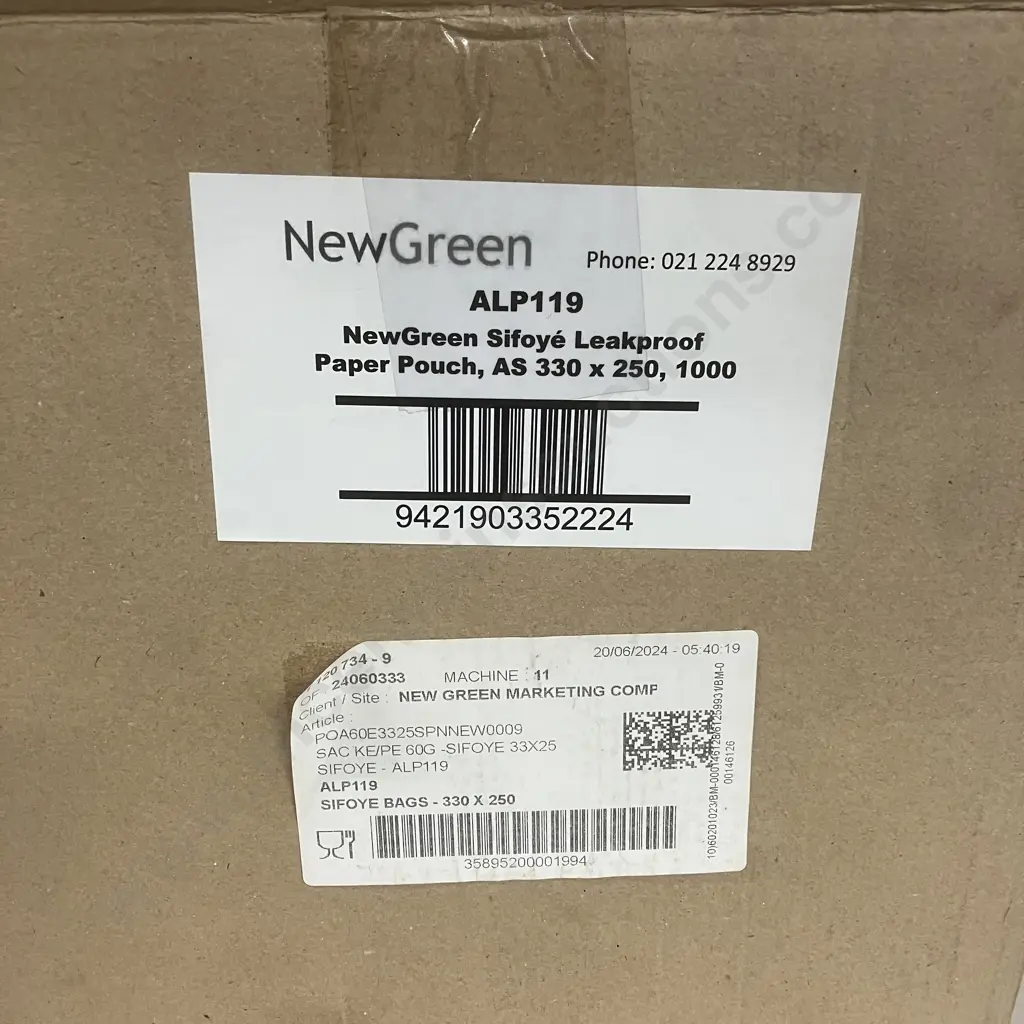 "NewGreen" Sifoyé Premade Leakproof Pouches ALP119 - 330 x 250mm, Box of 1000 Image 1++