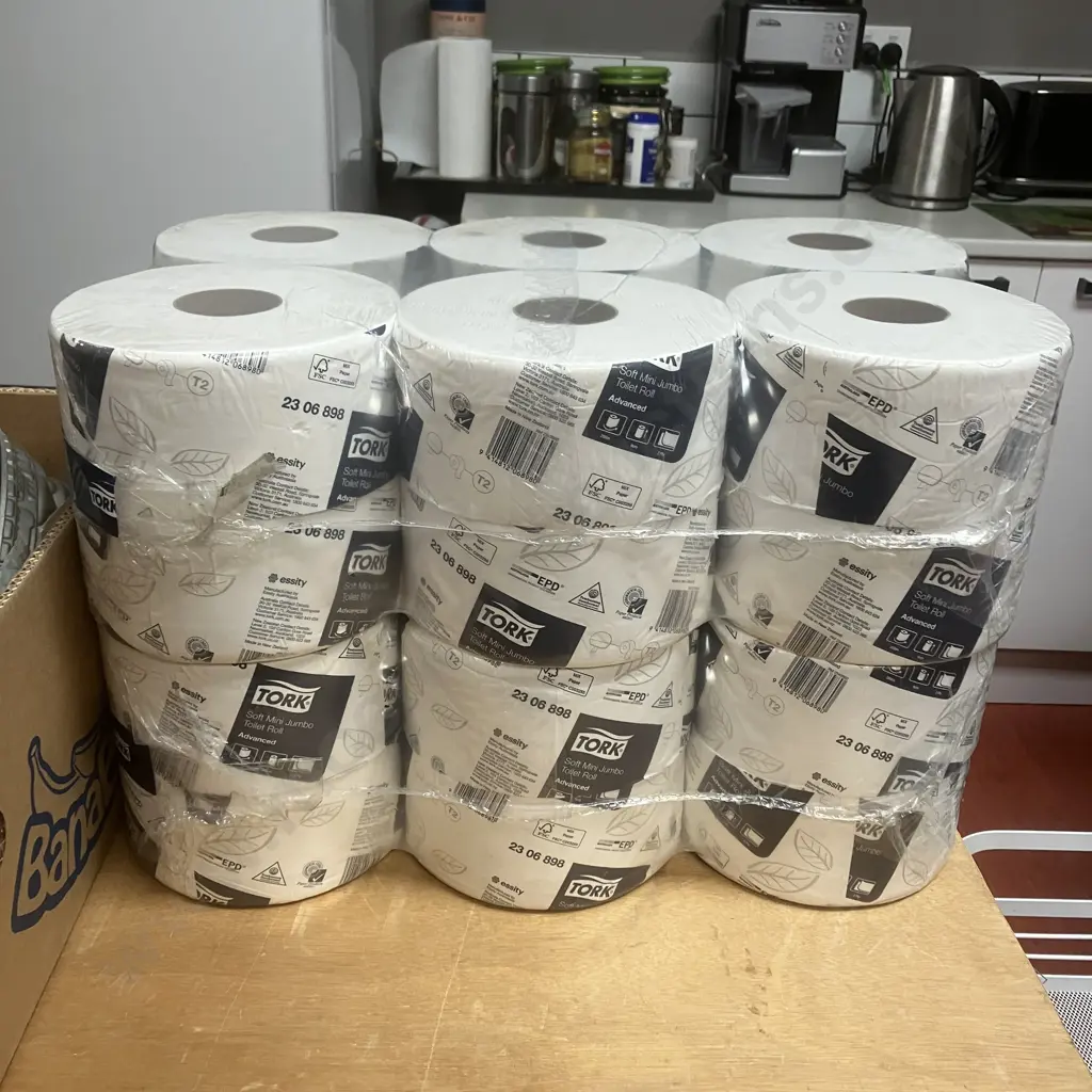 Tork Soft Mini Jumbo Toilet Rolls 23 06 898, 2 x Packs of 12 Image 1++