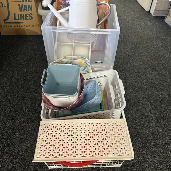 Selection Of Storage Bins, Watering Can Etc
