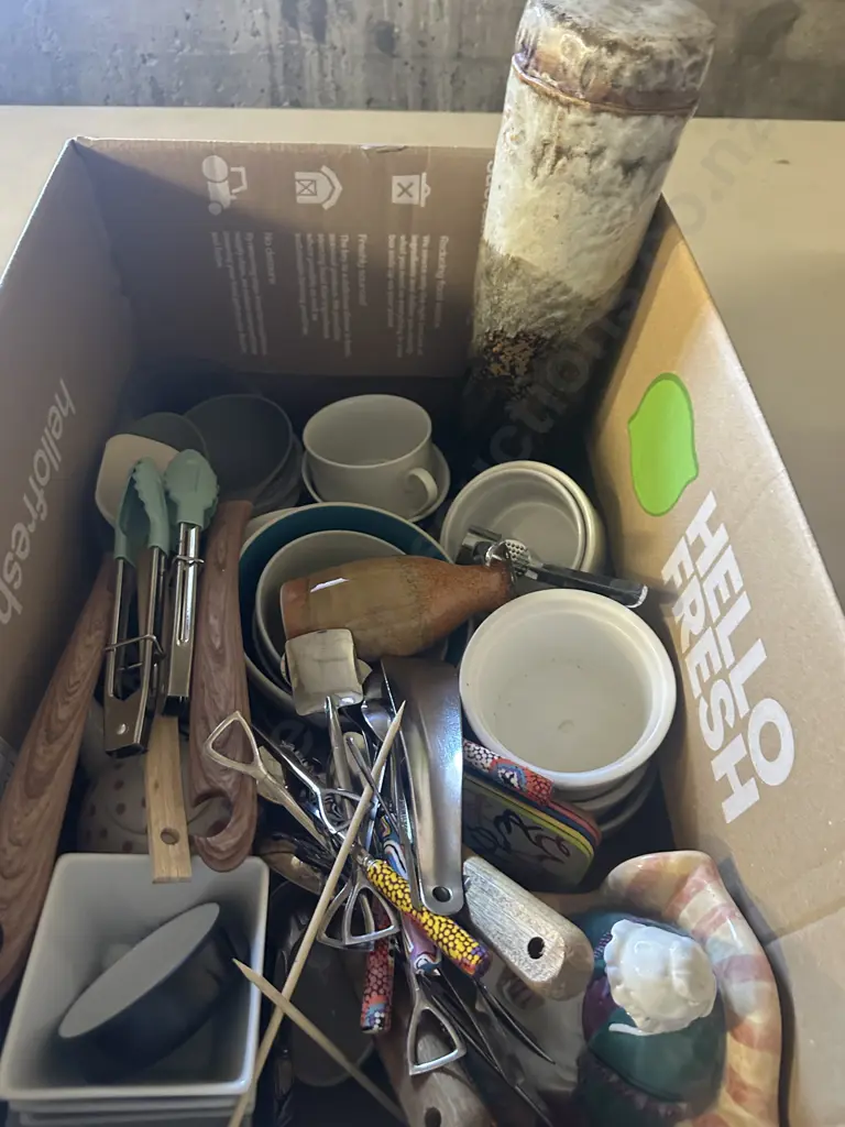 Kitchen Items Including Utensils, Pottery Canister, Ramikins Etc Image 1++