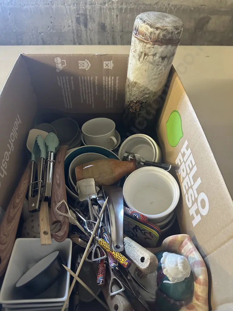 Kitchen Items Including Utensils, Pottery Canister, Ramikins Etc Image 1++