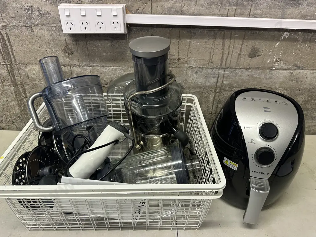 Assorted Kitchen Appliances Including Living & Co Air Fryer, Breville Juice Fountain, Kenwood Attachments Etc (as found) Image 1++