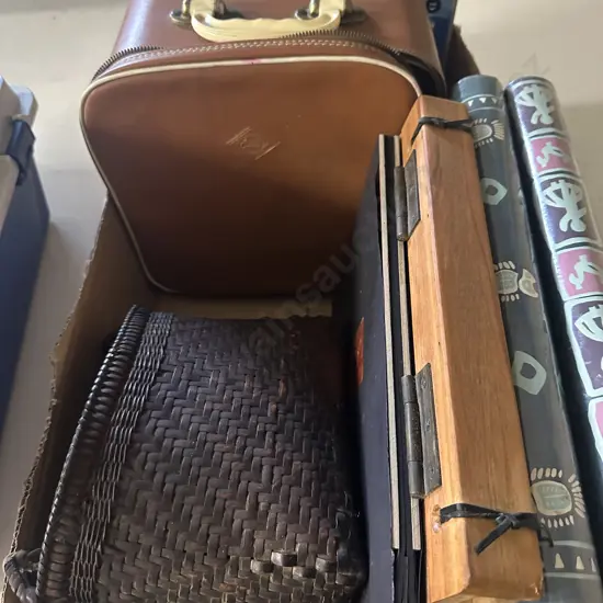 Photo Albums, Cane Basket, Bowls Etc