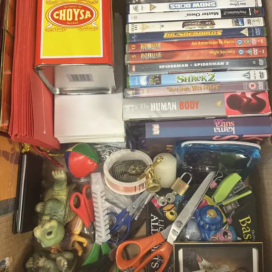 Assorted Dvds, Stationary Items Etc