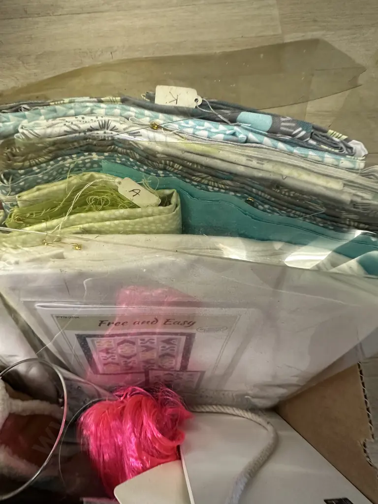 Box Lot Of Assorted Including Quilting Fabric Etc Image 1++