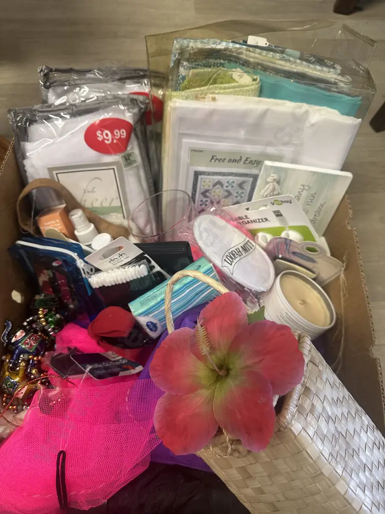 Box Lot Of Assorted Including Quilting Fabric Etc Image 1++