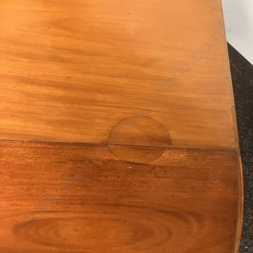 Antique Mahogany Single Leaf Crank Extension Dining Table With Turned Legs & White Porcelain Castors, Thumb Molded Edge Image 1++