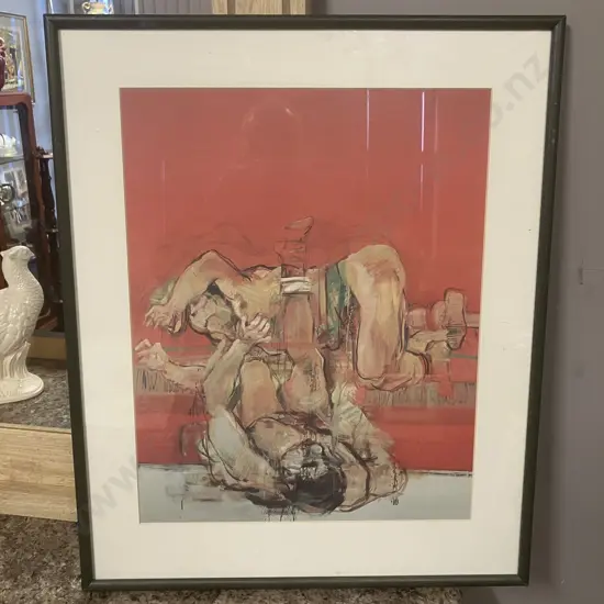 David Armitage 'The Wrestlers' 1967, Framed Art Print. 61 x 50cm