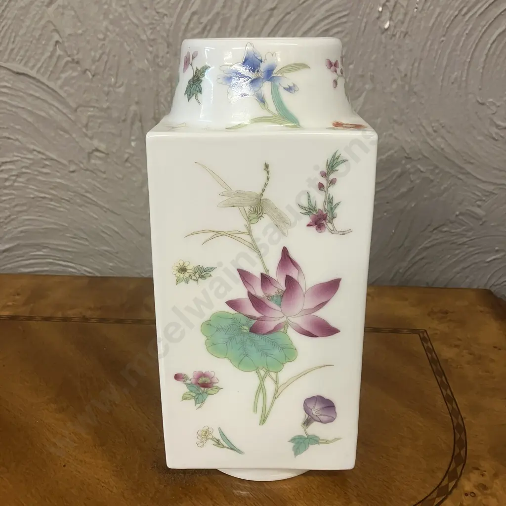 Chinese Famille Rose Porcelain 'Cong' Vase. H26cm Image 1++