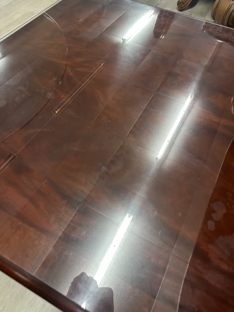 WADES England Mahogany Canton Coffee Table, Fretted Angles On Square Legs With Glass Top. H47 W95 D96cm Image 1++