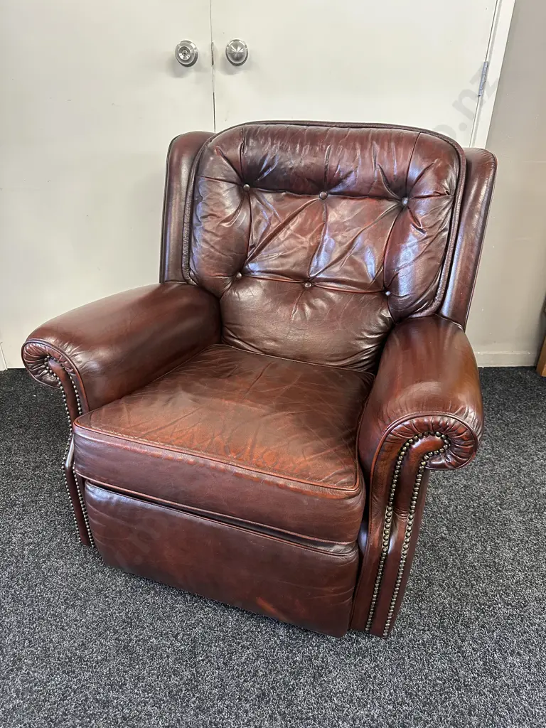Gosh Leather Armchair Burgundy Leather Buttoned Back Dome Detail Image 1++