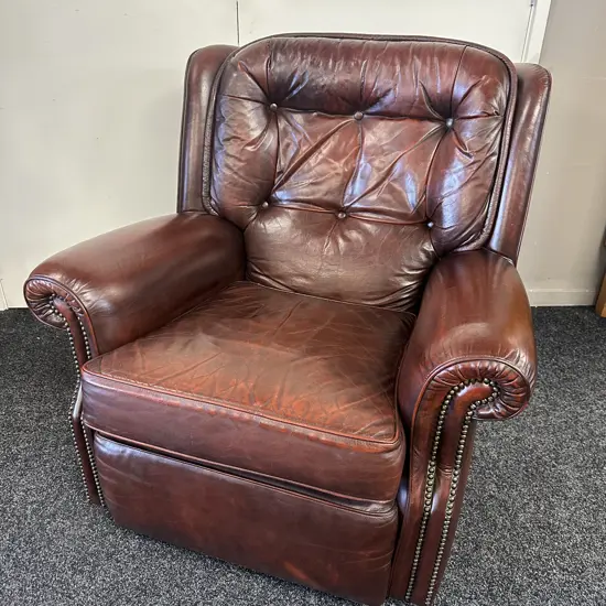 Gosh Leather Armchair Burgundy Leather Buttoned Back Dome Detail