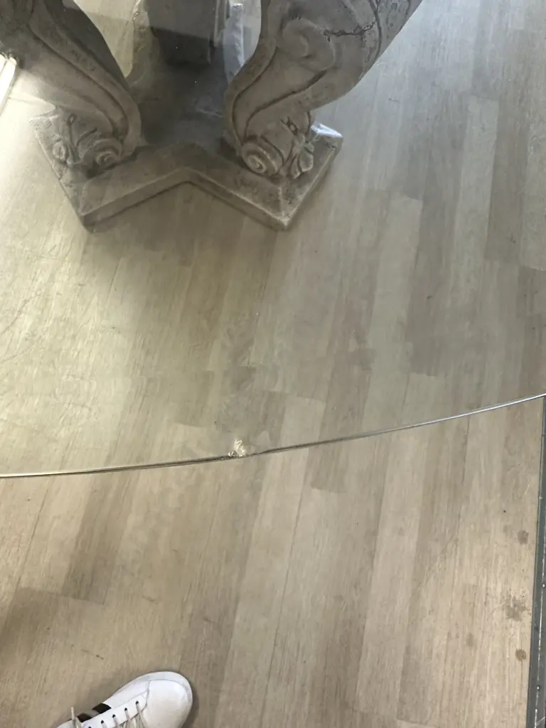 Round Glass Top Dining / Entrance Table Neoclassic Style Concrete Base. 78.5 x 152cm Image 1++