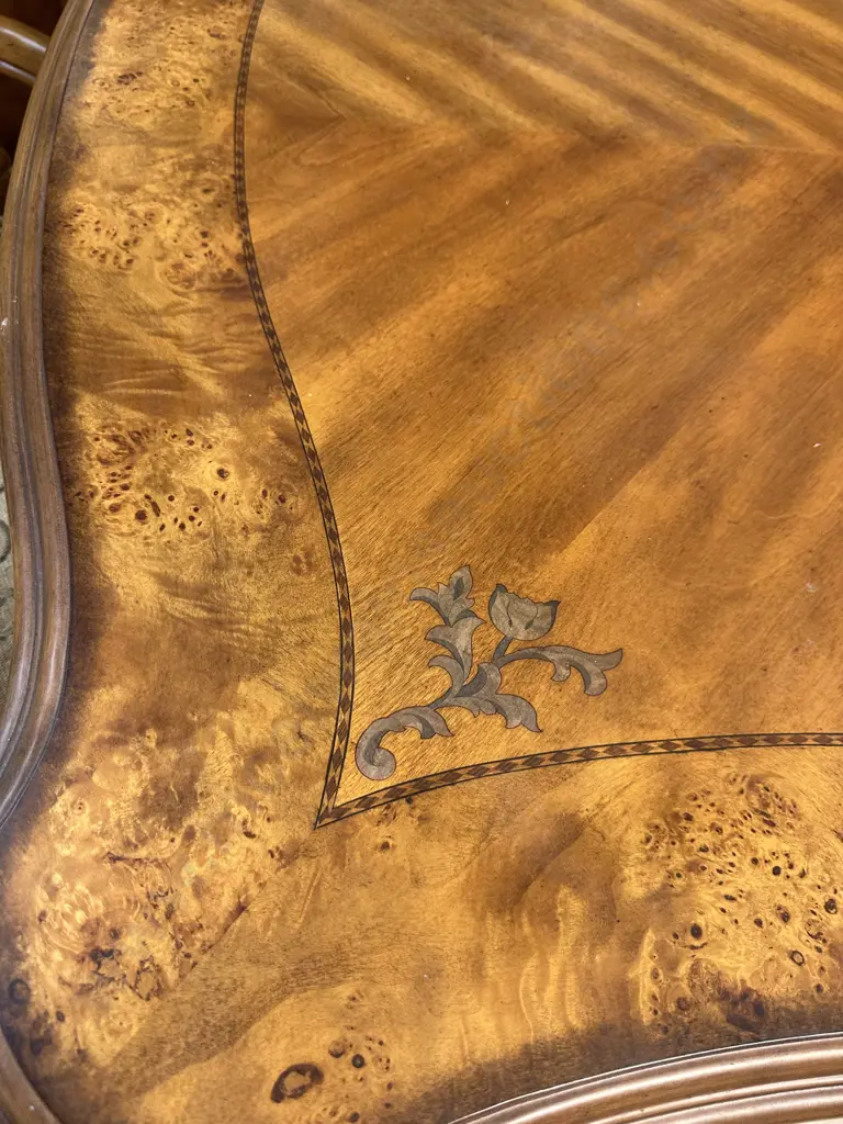 AICO by Michael Amini Venetian Honey Walnut 9 Piece Dining Suite, Includes 2 Carvers & 6 Side Chairs, 3 Extension Leaves Image 1++