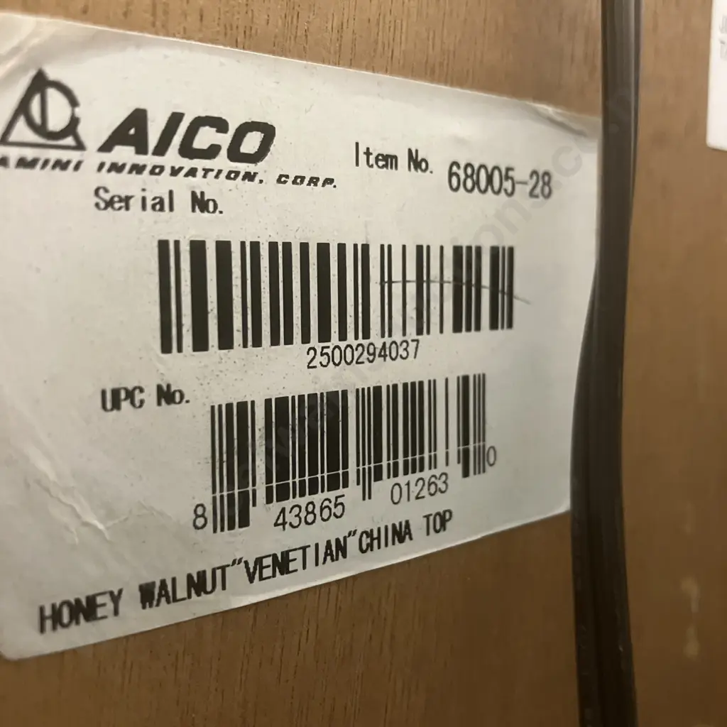 AICO by Michael Amini Venetian Honey Walnut Buffet With China Cabinet Top Image 1++