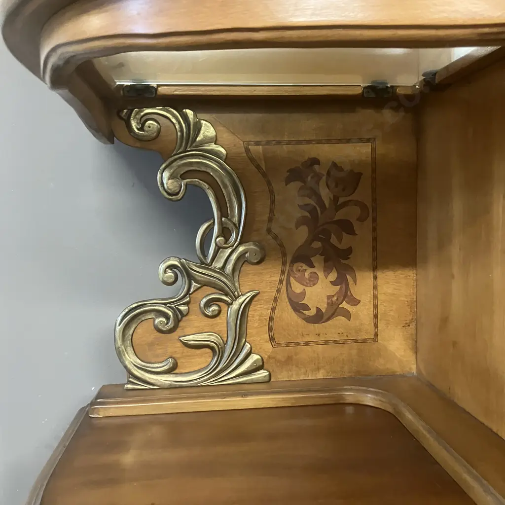 AICO by Michael Amini Venetian Honey Walnut Buffet With China Cabinet Top Image 1++