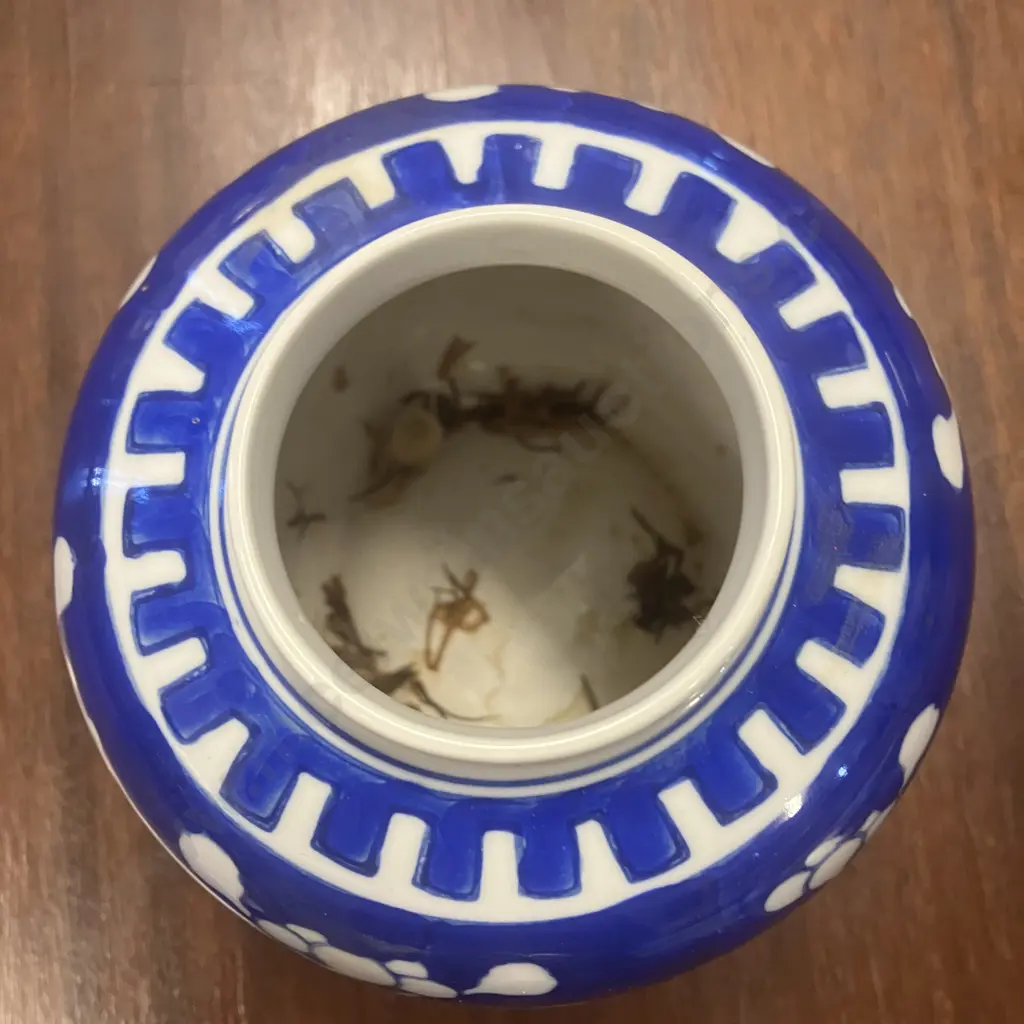 Large Vintage Chinese Blue & White Porcelain Ginger Jar. H15cm Image 1++