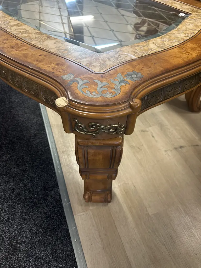 AICO by Michael Amini Venetian Honey Walnut Rectangular Cocktail Table Image 1++