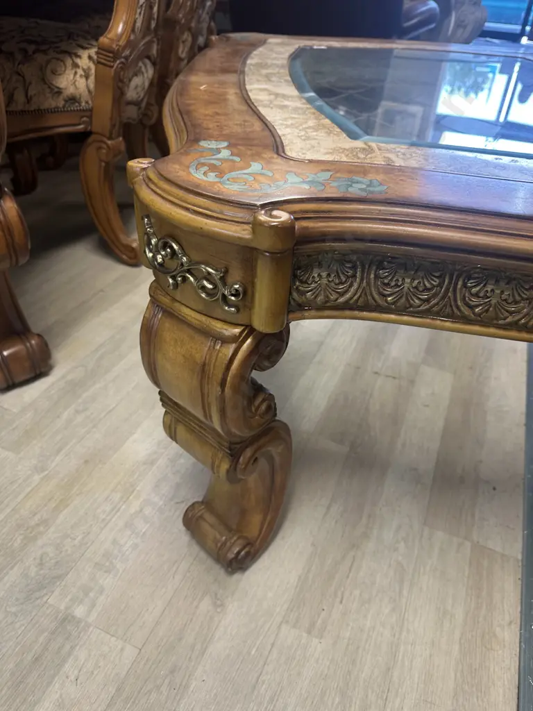 AICO by Michael Amini Venetian Honey Walnut Rectangular Cocktail Table Image 1++