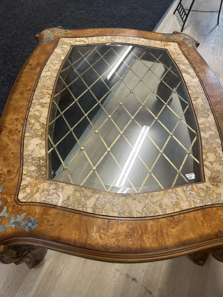 AICO by Michael Amini Venetian Honey Walnut Rectangular Cocktail Table Image 1++