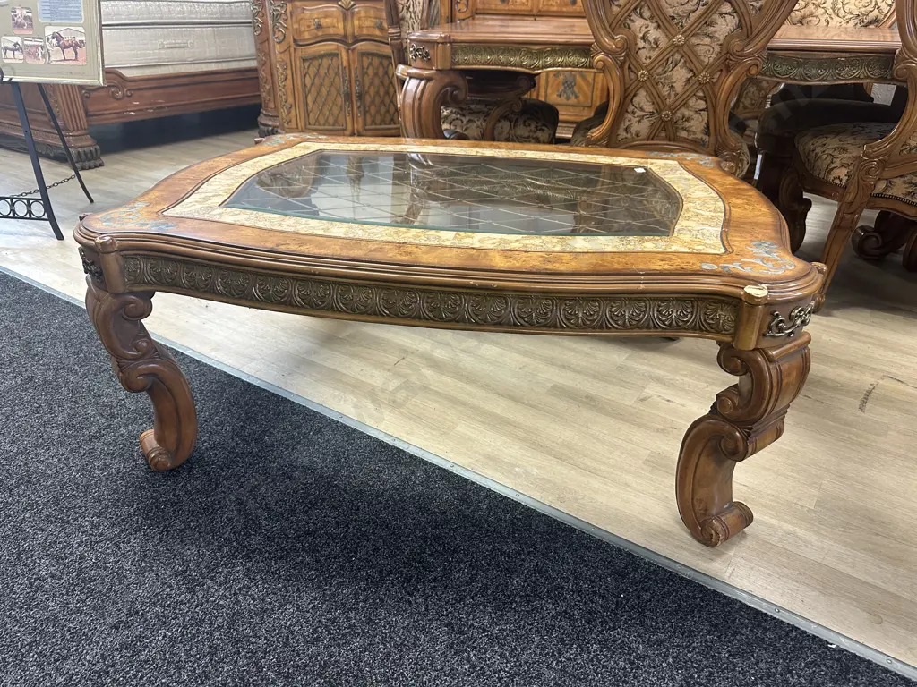 AICO by Michael Amini Venetian Honey Walnut Rectangular Cocktail Table Image 1++