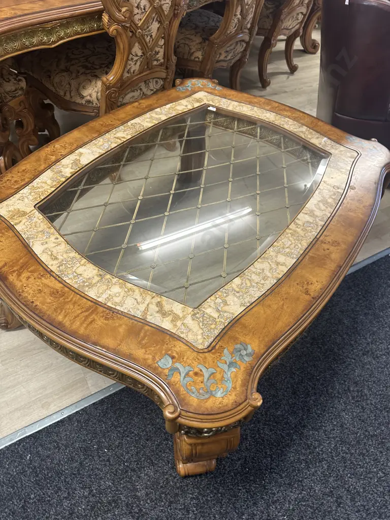 AICO by Michael Amini Venetian Honey Walnut Rectangular Cocktail Table Image 1++