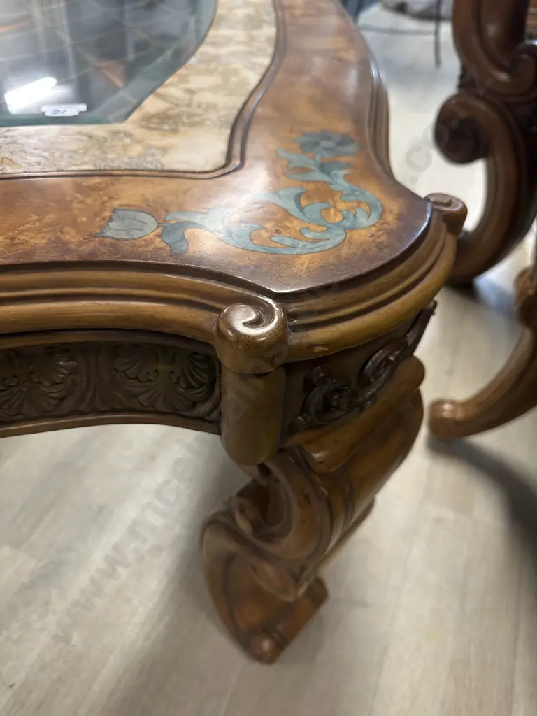 AICO by Michael Amini Venetian Honey Walnut Rectangular Cocktail Table Image 1++