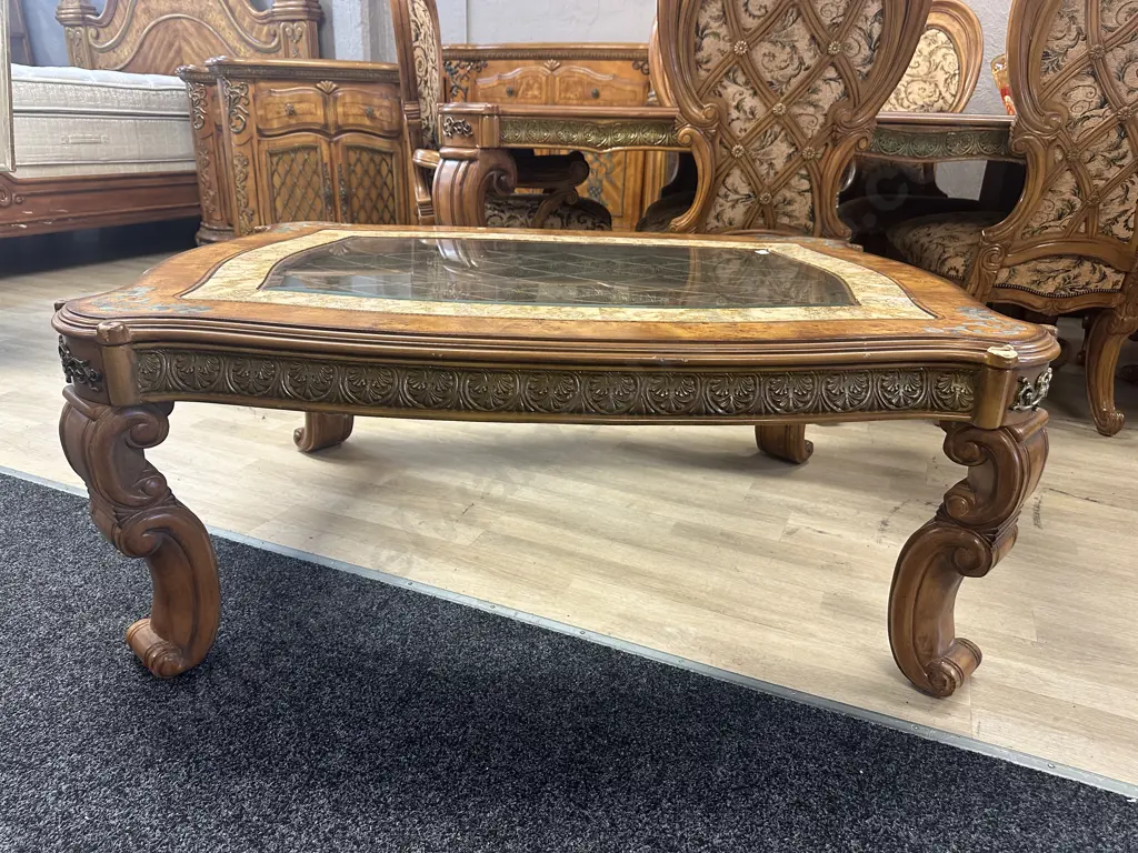 AICO by Michael Amini Venetian Honey Walnut Rectangular Cocktail Table Image 1++