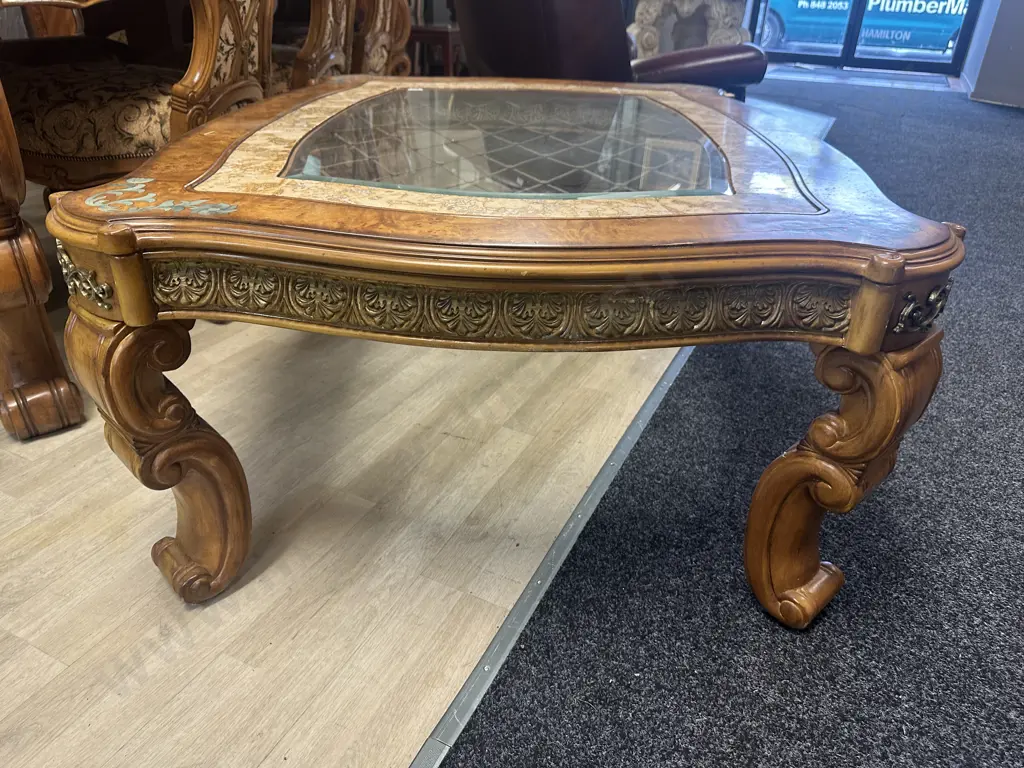 AICO by Michael Amini Venetian Honey Walnut Rectangular Cocktail Table Image 1++