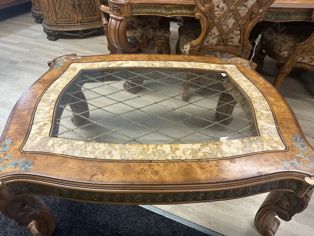 AICO by Michael Amini Venetian Honey Walnut Rectangular Cocktail Table Image 1++