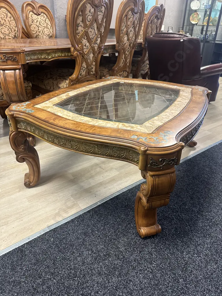 AICO by Michael Amini Venetian Honey Walnut Rectangular Cocktail Table Image 1++