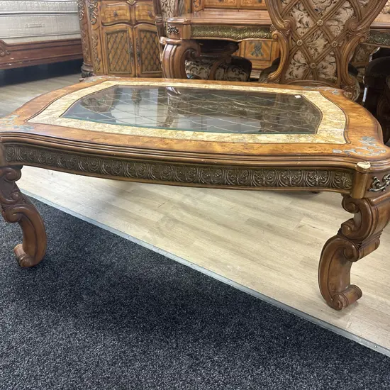 AICO by Michael Amini Venetian Honey Walnut Rectangular Cocktail Table