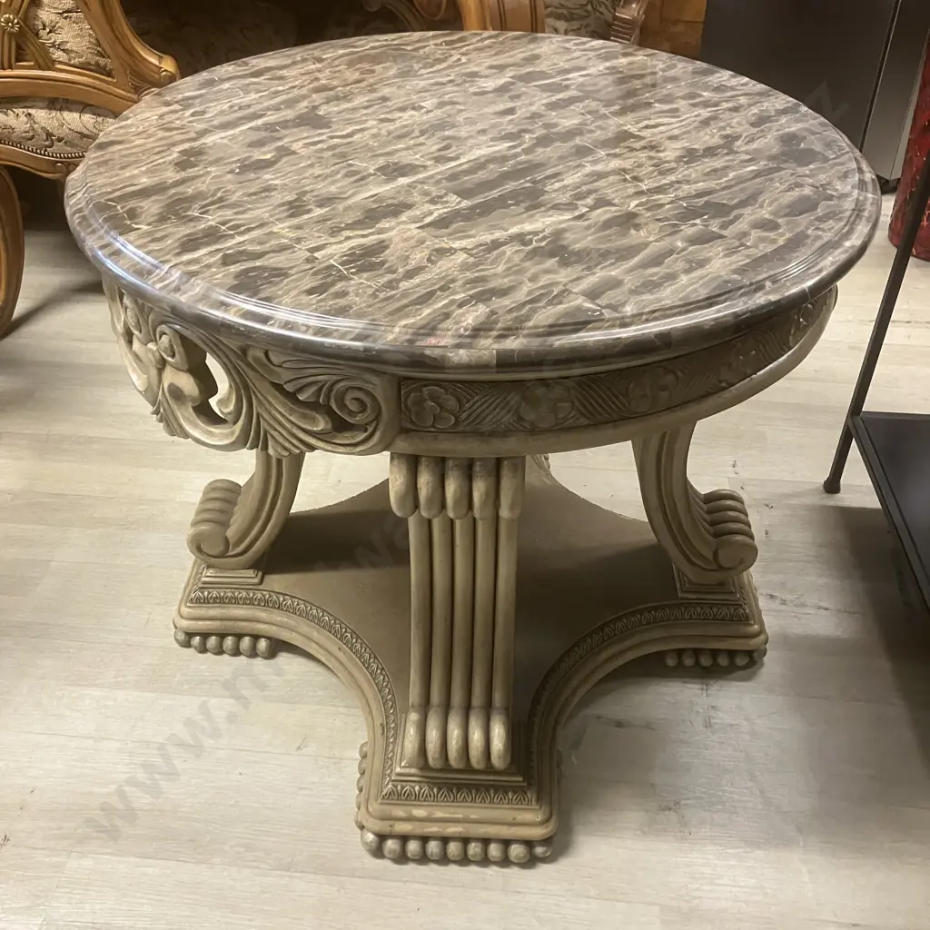 AICO by Michael Amini La Francaise Elegant Crackle Two Round End Tables & Coffee Table Image 1++