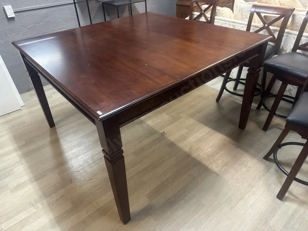 Wooden Counter Height Extension Table With 8 x Crossback Swivel Barstools H92 W152 D102 / 52cm Extension Image 1++