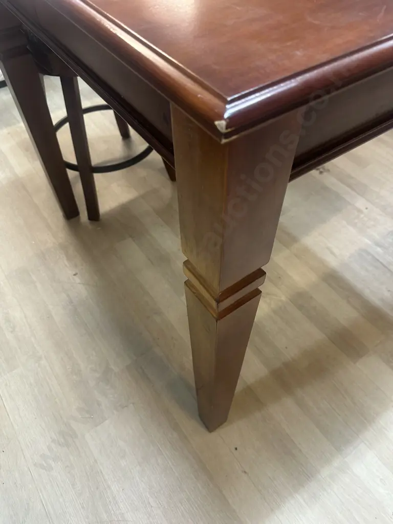 Wooden Counter Height Extension Table With 8 x Crossback Swivel Barstools H92 W152 D102 / 52cm Extension Image 1++