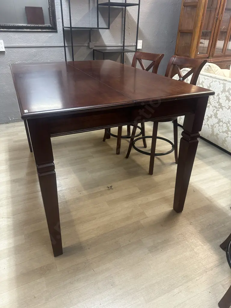 Wooden Counter Height Extension Table With 8 x Crossback Swivel Barstools H92 W152 D102 / 52cm Extension Image 1++