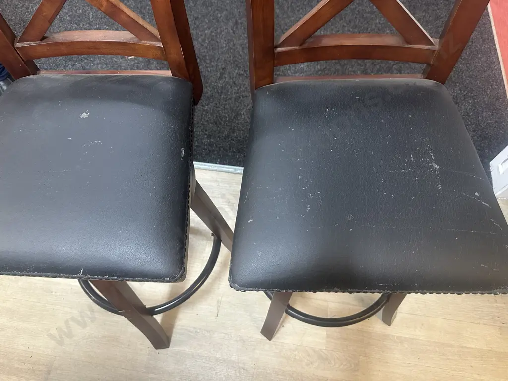 Wooden Counter Height Extension Table With 8 x Crossback Swivel Barstools H92 W152 D102 / 52cm Extension Image 1++