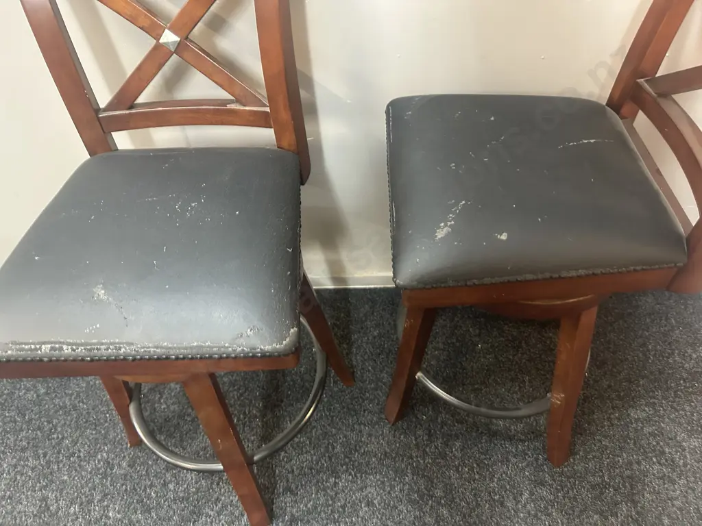 Wooden Counter Height Extension Table With 8 x Crossback Swivel Barstools H92 W152 D102 / 52cm Extension Image 1++